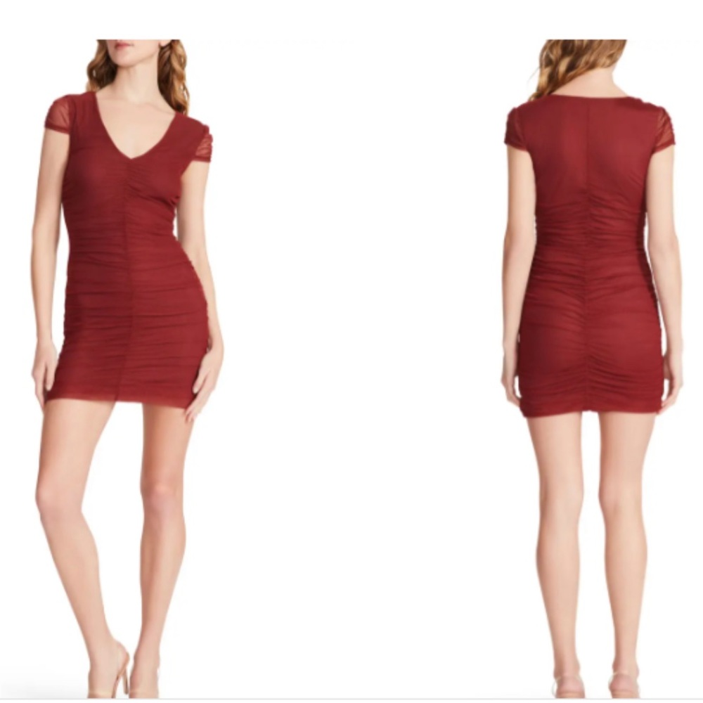 BB Dakota by Steve Madden Spiced Apple Ruched Mini Dress Large- NWT